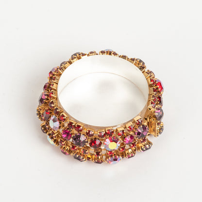 STUNNING VINTAGE KRAMER NY AURORA BOREALIS RHINESTONE GOLDTONE BIG BLING BRACELET