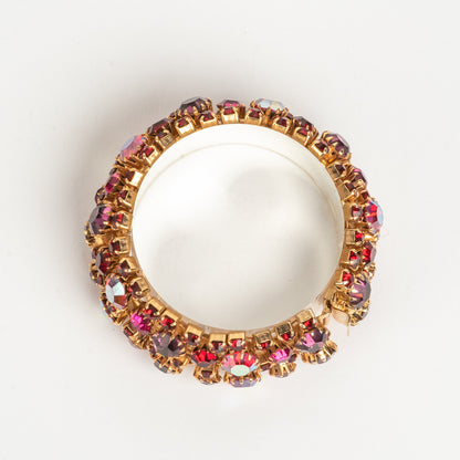 STUNNING VINTAGE KRAMER NY AURORA BOREALIS RHINESTONE GOLDTONE BIG BLING BRACELET