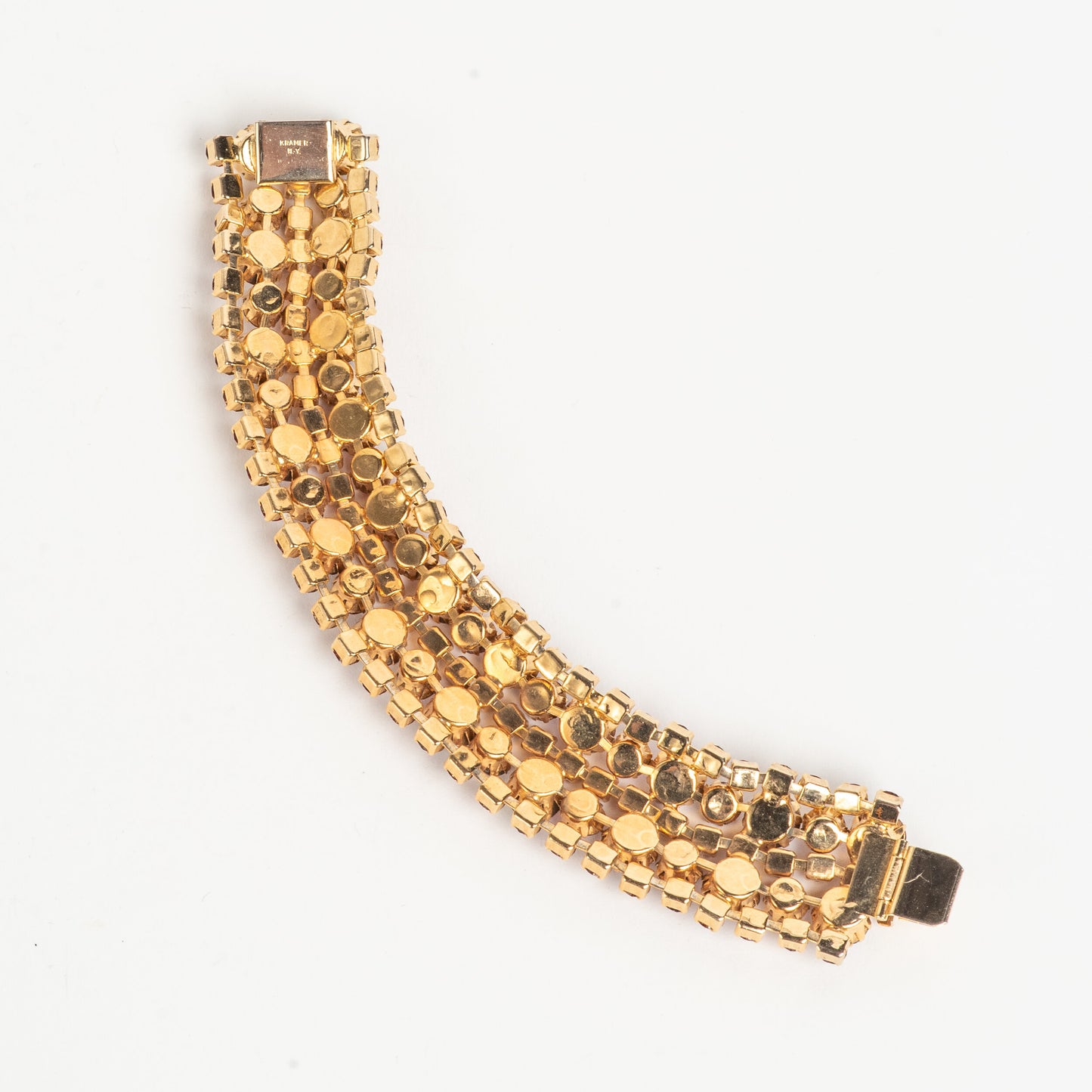 STUNNING VINTAGE KRAMER NY AURORA BOREALIS RHINESTONE GOLDTONE BIG BLING BRACELET