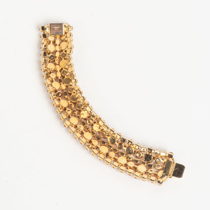 STUNNING VINTAGE KRAMER NY AURORA BOREALIS RHINESTONE GOLDTONE BIG BLING BRACELET