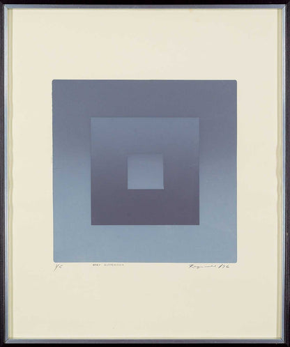 LARGE SIGNED by ARTIST 1 of 5 'GREY SUSPENSION' JOSEF ALBERS STYLE HARD EDGE SQUARE SILKSCREEN PRINT ON PAPER 1976