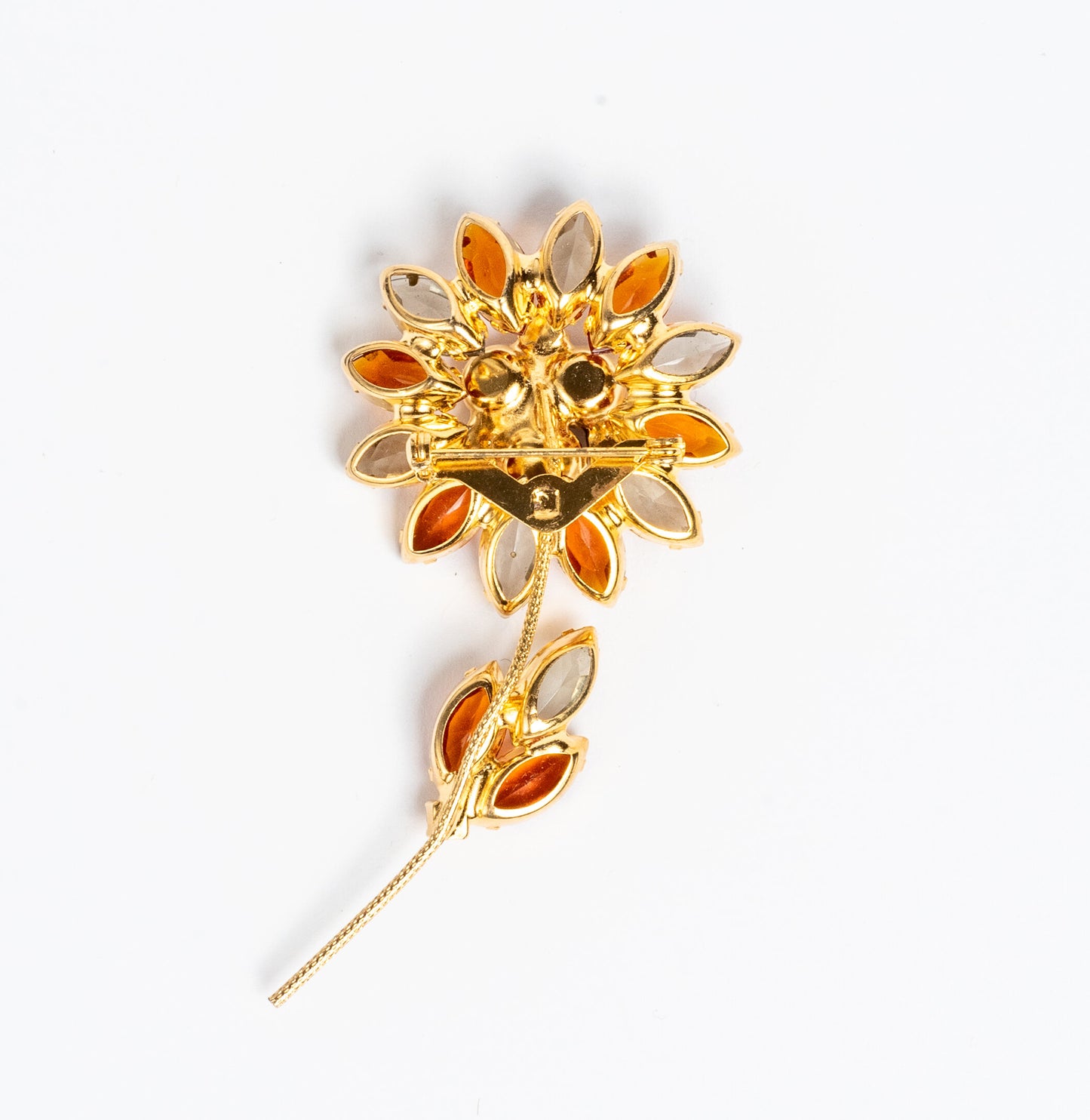 HUGE JULIANA STYLE DAISY FLOWER SPRING/AUTUMN COLOURS RHINESTONE LAPEL HAT PIN BROOCH