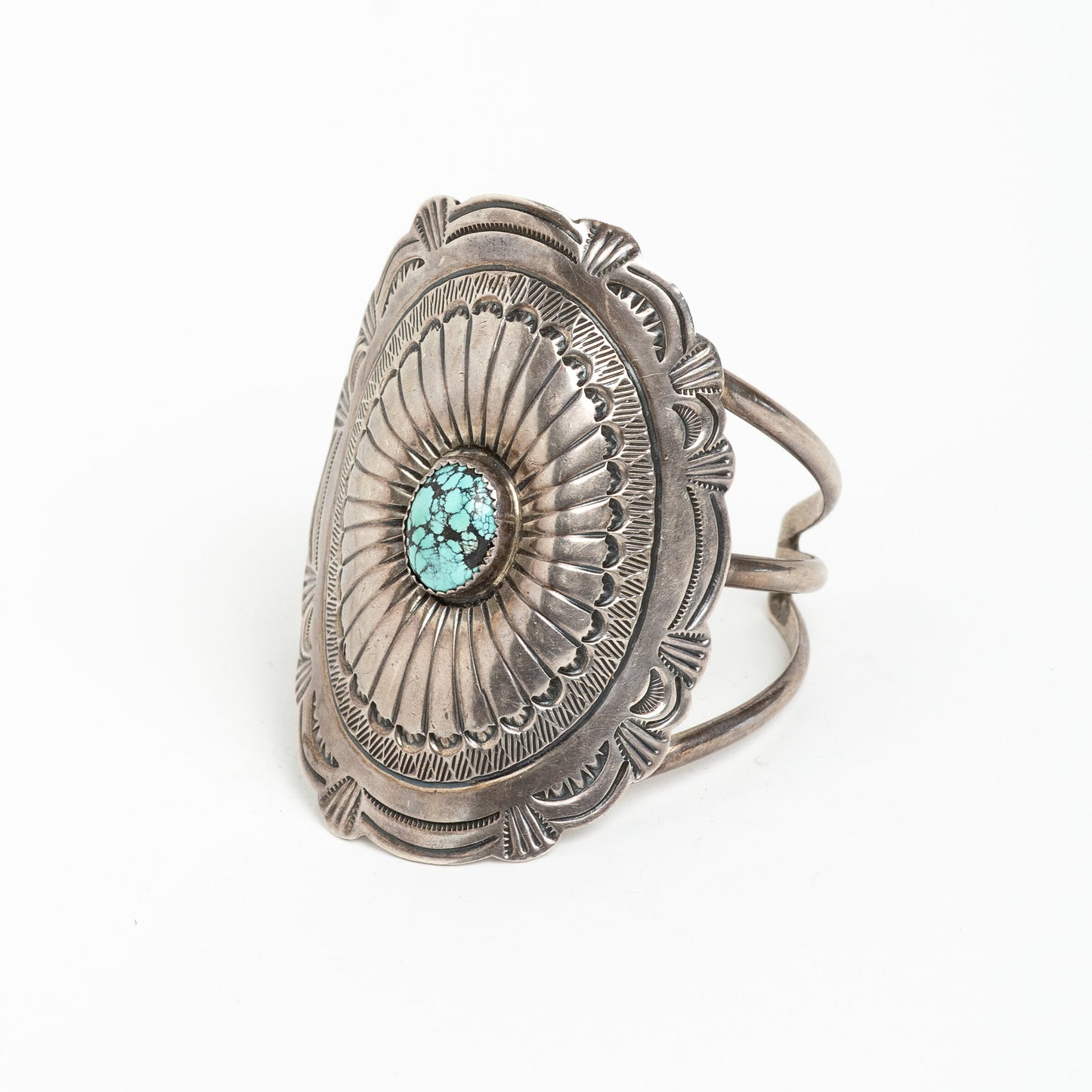J. BLACKGOAT NAVAJO SILVER & TURQUOISE CUFF BRACELET