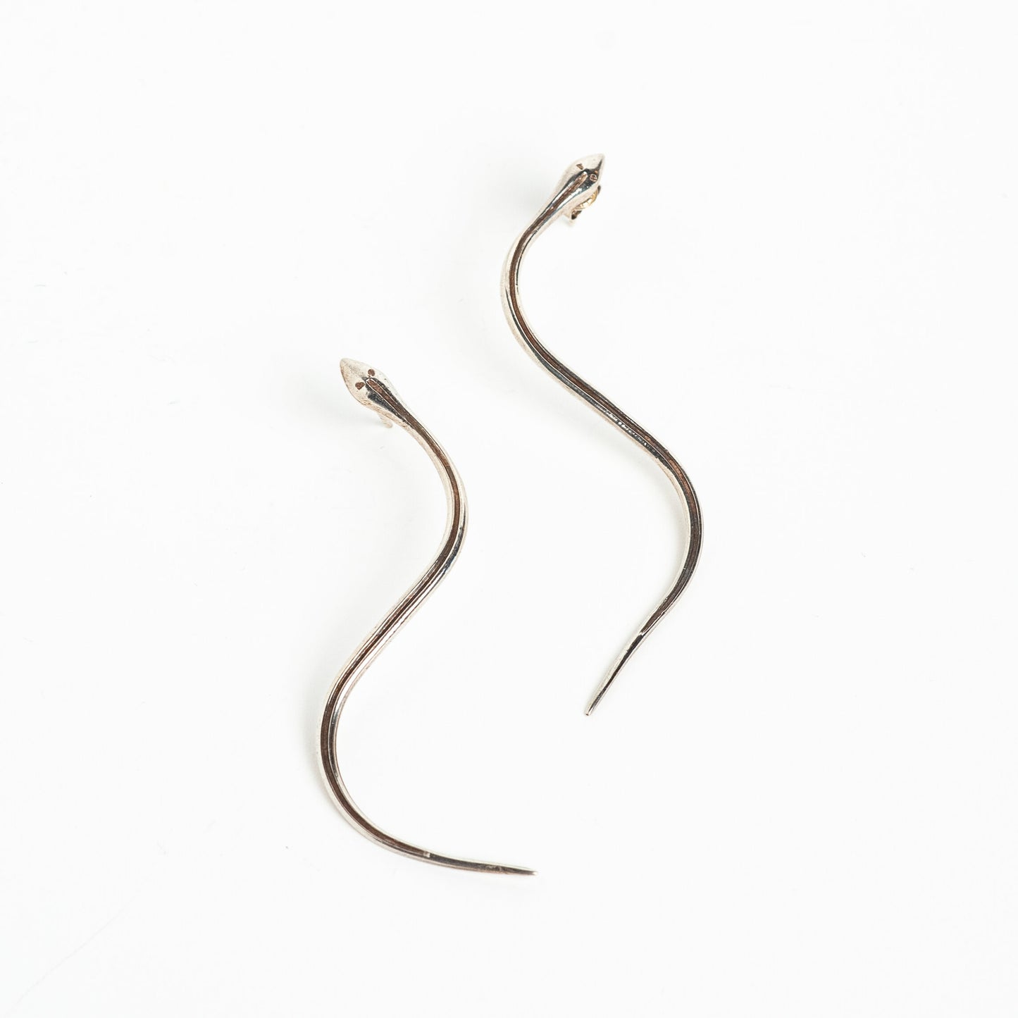 STERLING SILVER RIGID PIERCED SNAKE EARRINGS
