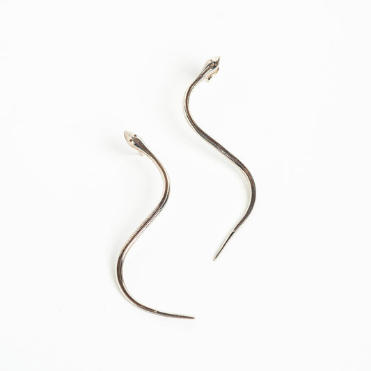 STERLING SILVER RIGID PIERCED SNAKE EARRINGS