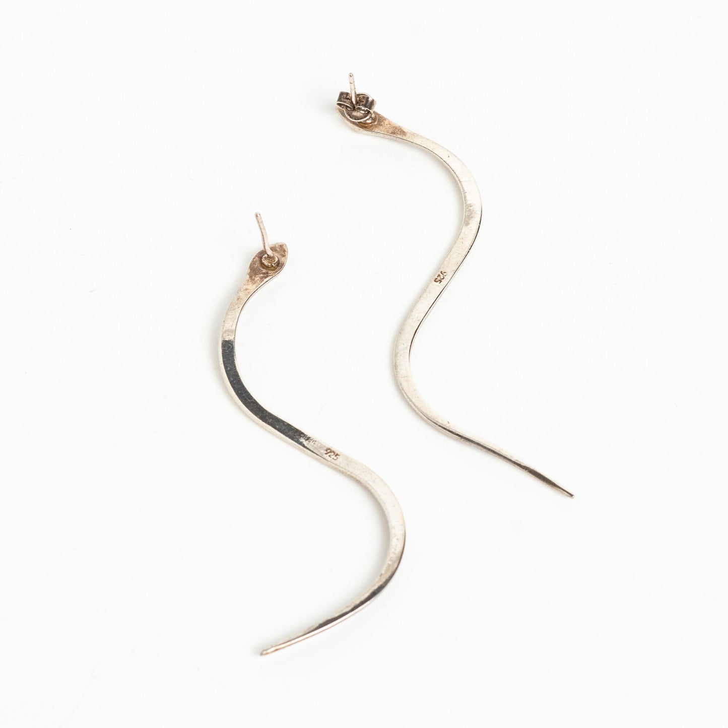 STERLING SILVER RIGID PIERCED SNAKE EARRINGS