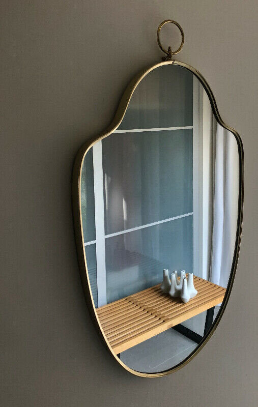 UNIQUE KEY HOLE STYLE,  BRASS FRAMED WALL MIRROR