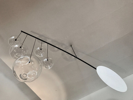 HANGING KINETIC METAL & GLASS SCULPTURAL MOBILE