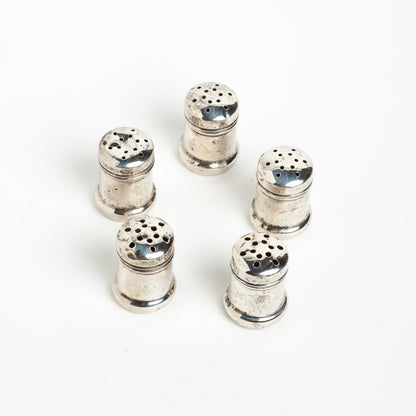 STAMPED STERLING SILVER SALT SHAKERS- SET OF 5