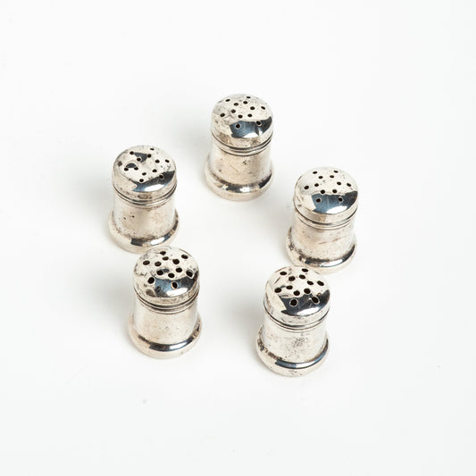 STAMPED STERLING SILVER SALT SHAKERS- SET OF 5