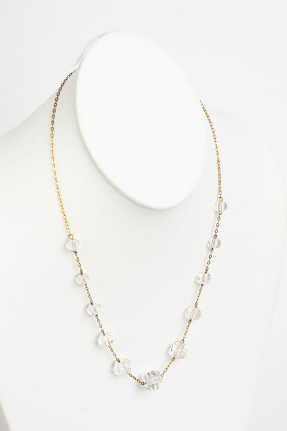 MINIMALIST & ELEGANT GRADUATED CLASSIC CUT CRYSTAL GOLDTONE CHAIN NECKLACE