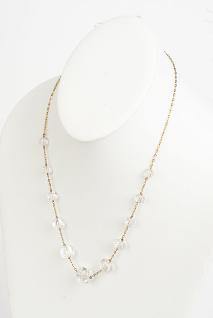 MINIMALIST & ELEGANT GRADUATED CLASSIC CUT CRYSTAL GOLDTONE CHAIN NECKLACE