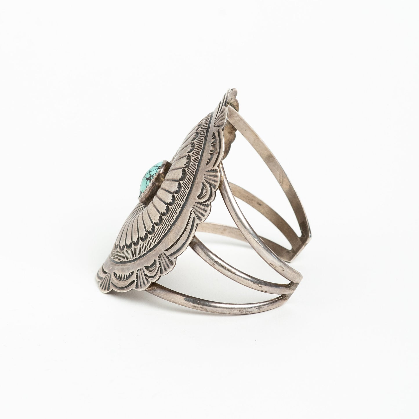 J. BLACKGOAT NAVAJO SILVER & TURQUOISE CUFF BRACELET
