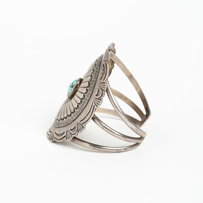 J. BLACKGOAT NAVAJO SILVER & TURQUOISE CUFF BRACELET