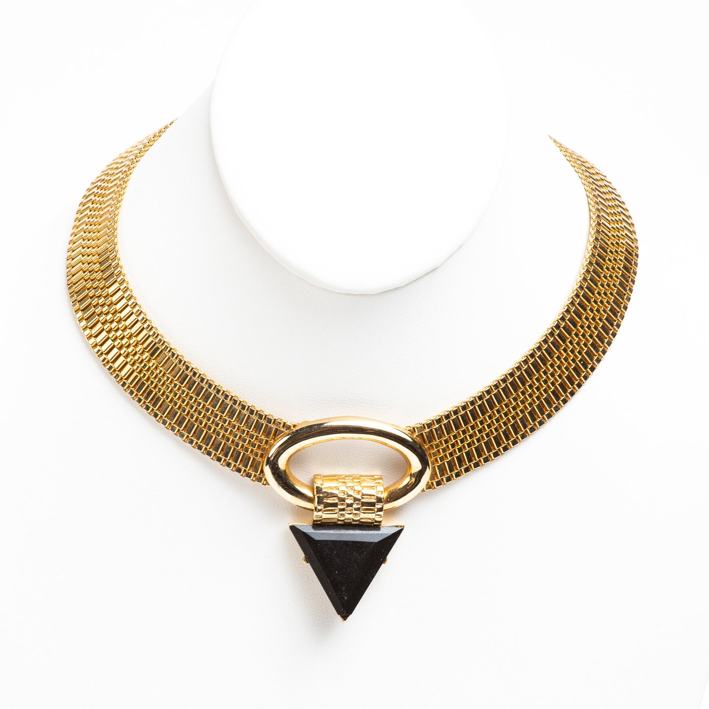 GLAM WOVEN GOLD TONE 80's CHOKER POSTMODERN POWER NECKLACE - for your power suit