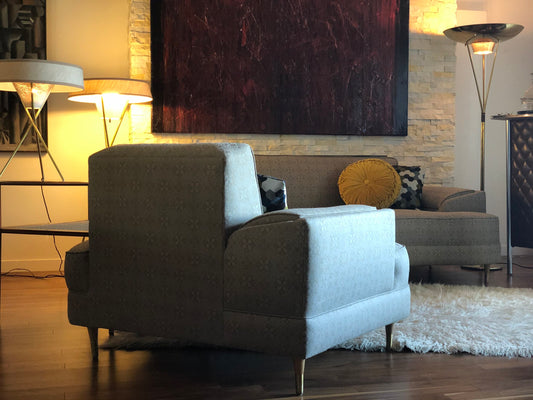 1950s 1960s CURVY REUPHOLSTERED OCCASIONAL CHAIR
