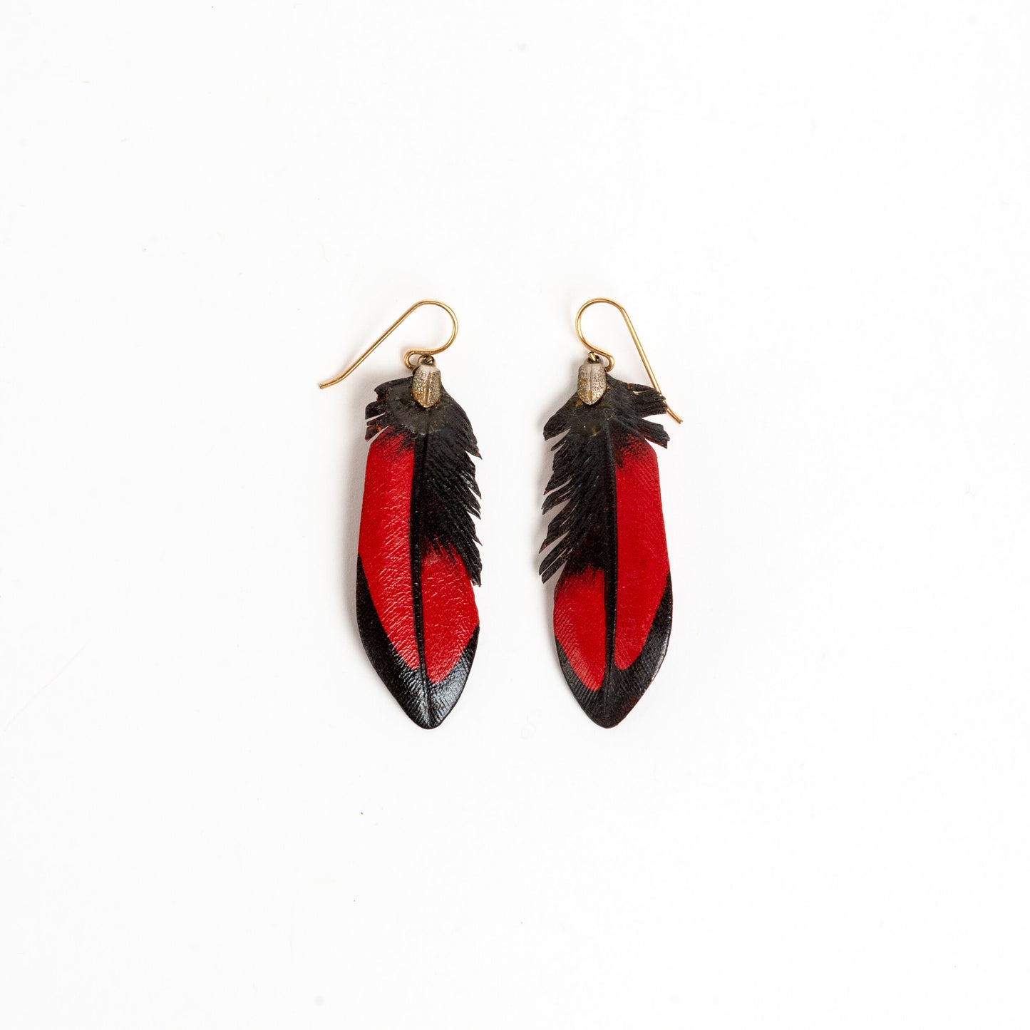 HANDCRAFTED LEATHER FEATHER EARRINGS