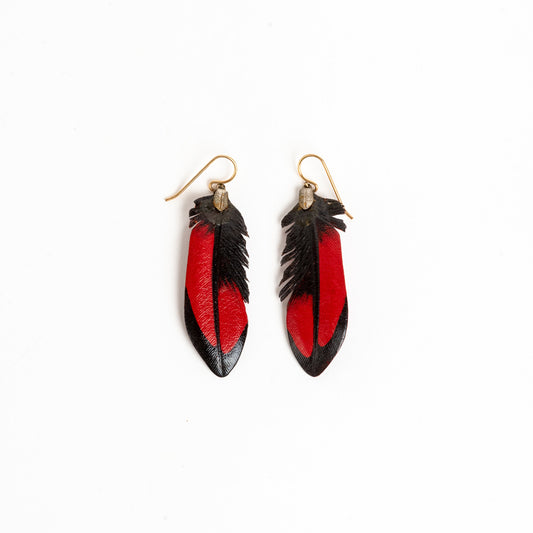 HANDCRAFTED LEATHER FEATHER EARRINGS
