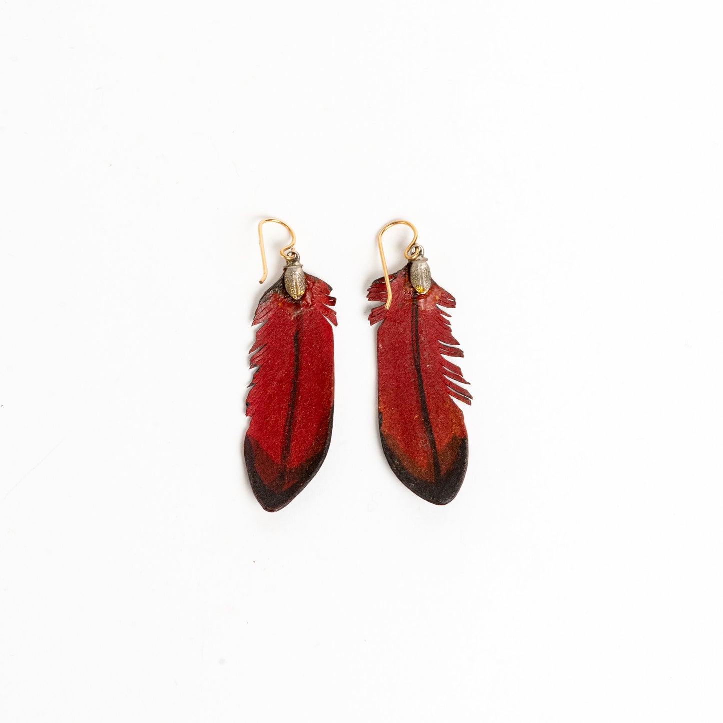 HANDCRAFTED LEATHER FEATHER EARRINGS