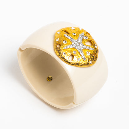KENNETH LANE GLAM CLAMPER BRACELET STARFISH SANDMDOLLAR THEME CRUISE WEAR