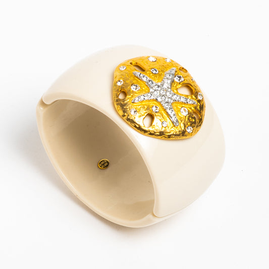 KENNETH LANE GLAM CLAMPER BRACELET STARFISH SANDMDOLLAR THEME CRUISE WEAR