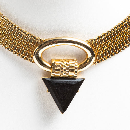GLAM WOVEN GOLD TONE 80's CHOKER POSTMODERN POWER NECKLACE - for your power suit