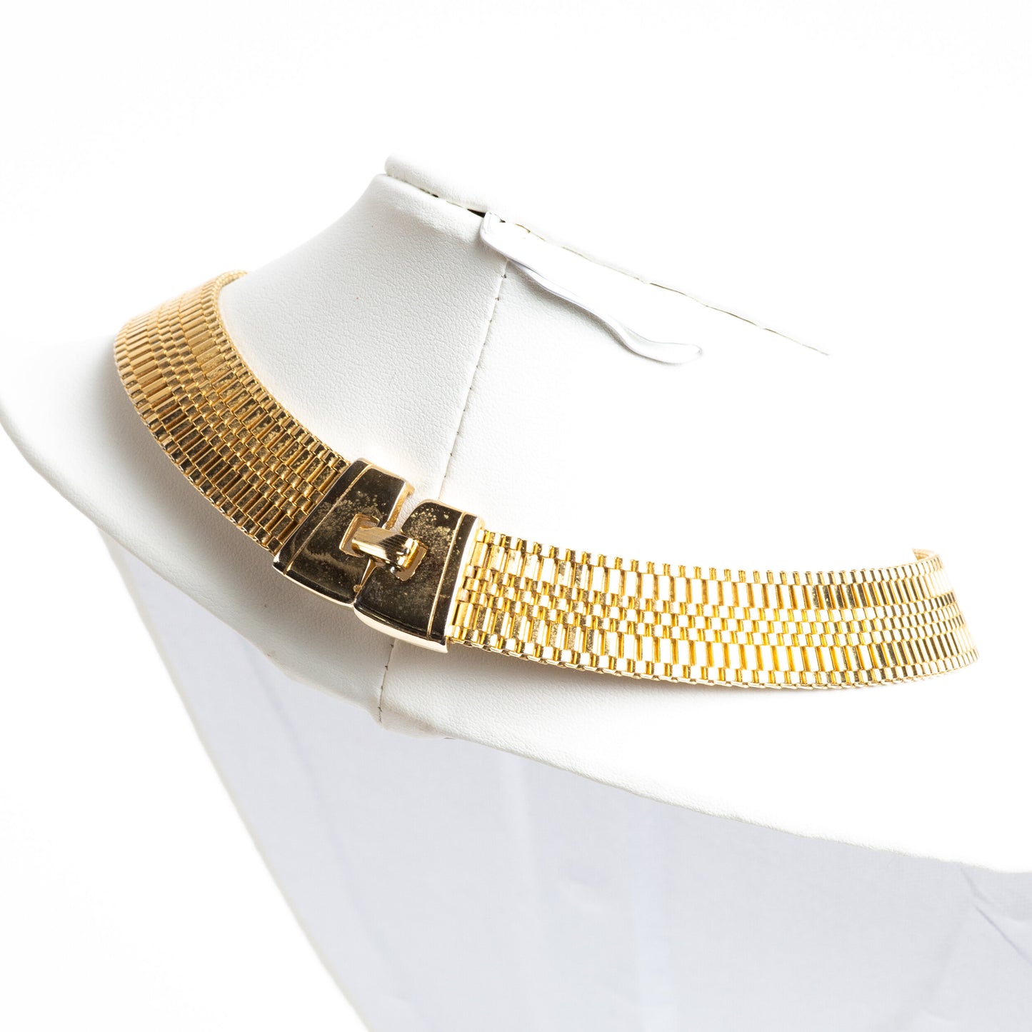 GLAM WOVEN GOLD TONE 80's CHOKER POSTMODERN POWER NECKLACE - for your power suit