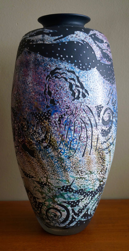 BIG THORN GLASS STUDIO OCEAN VASE by CANADIAN ARTIST JOHN KEPKIEWICZ