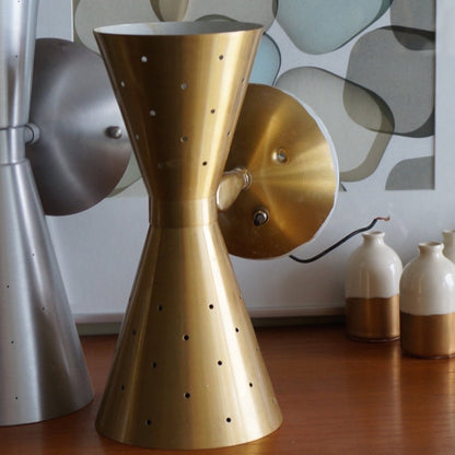 UP/DOWN DOUBLE CONE BOW TIE STYLE VINTAGE BRASS WALL SCONCE