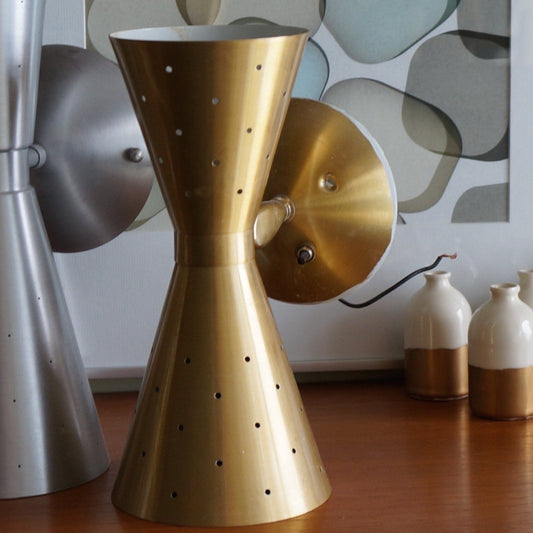 UP/DOWN DOUBLE CONE BOW TIE STYLE VINTAGE BRASS WALL SCONCE