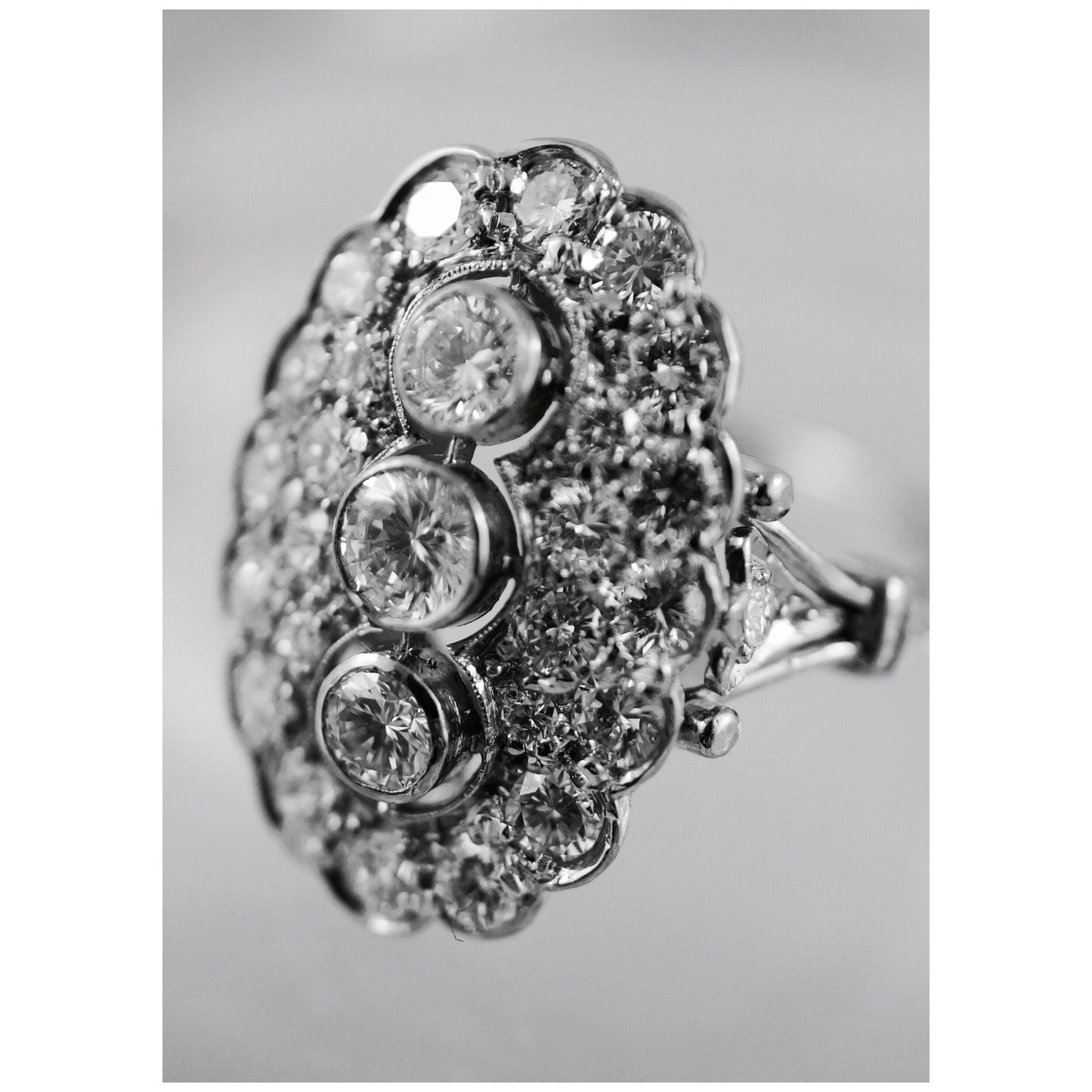 SUSPENDED WHILE SEEK UPDATED APPRAISAL on the PRECIOUS METALS/INQUIRE WITH INTEREST/  ART DECO PLATINUM & 18K WHITE GOLD DIAMOND RING, SIZE 8 SOLD w/ APPRAISAL