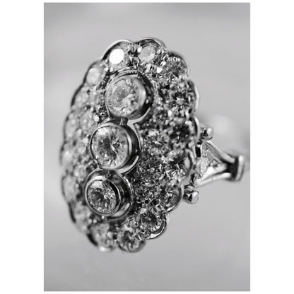 SUSPENDED WHILE SEEK UPDATED APPRAISAL on the PRECIOUS METALS/INQUIRE WITH INTEREST/  ART DECO PLATINUM & 18K WHITE GOLD DIAMOND RING, SIZE 8 SOLD w/ APPRAISAL