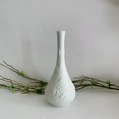 AK KAISER GERMANY MATTE BISQUE PORCELAIN CERAMIC VASE- ART NOUVEAU ROSE MOTIF
