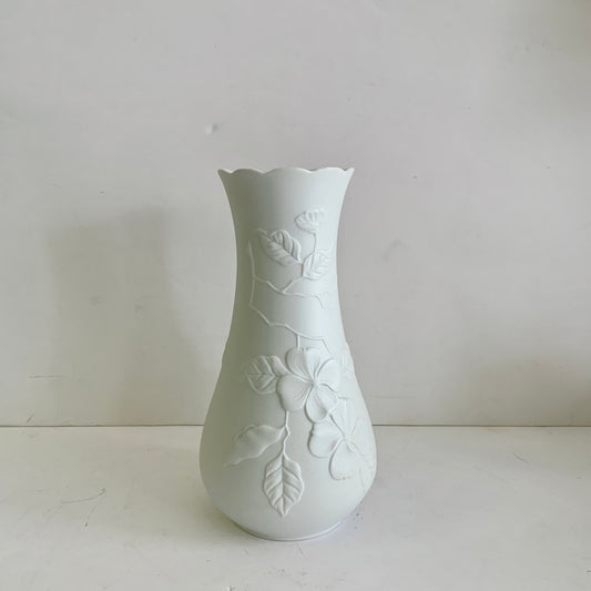 AK KAISER GERMANY MATTE BISQUE PORCELAIN VASE- ROSE FLORAL MOTIF