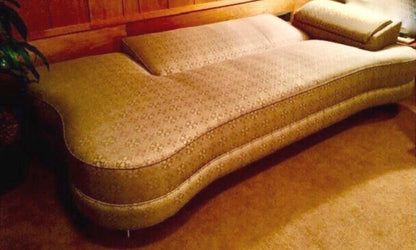 1950's 1960's REUPHOLSTERED CURVY SOFA/COUCH FOLDS to DAYBED