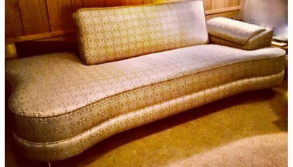 1950's 1960's REUPHOLSTERED CURVY SOFA/COUCH FOLDS to DAYBED