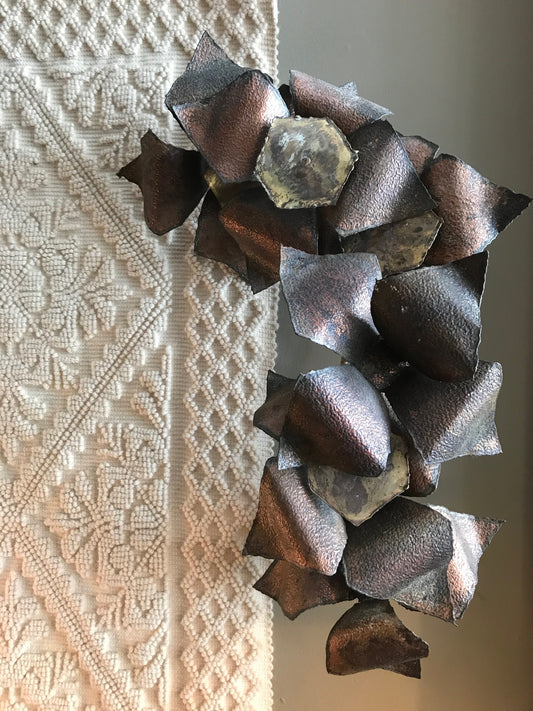 TORCH CUT BRUTALIST WALL ART BEAUTIFUL COLORS/PATINA INTERESTING ASYMETRICAL SHAPE