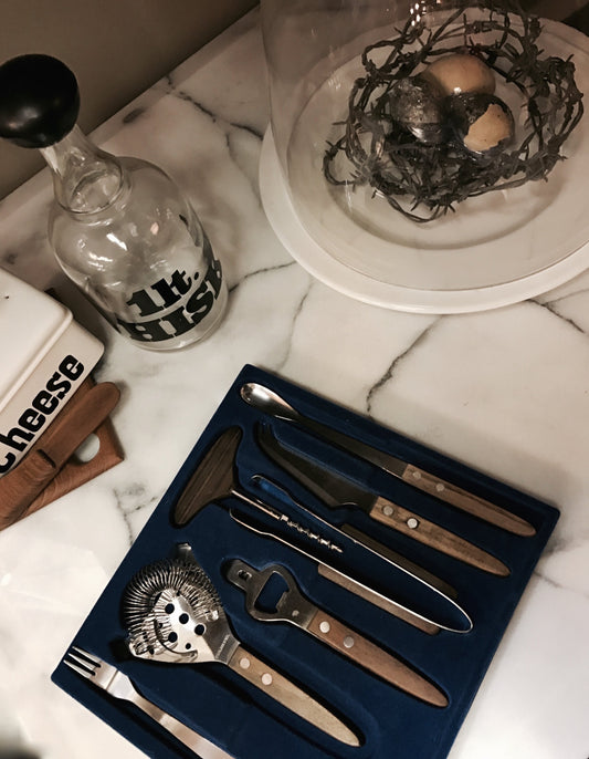7 PIECE RETRO BARWARE TOOLS SET VINTAGE NEW IN BOX
