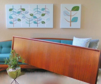 SLEEK STREAMLINED MID CENTURY TEAK QUEEN or KING HEADBOARD