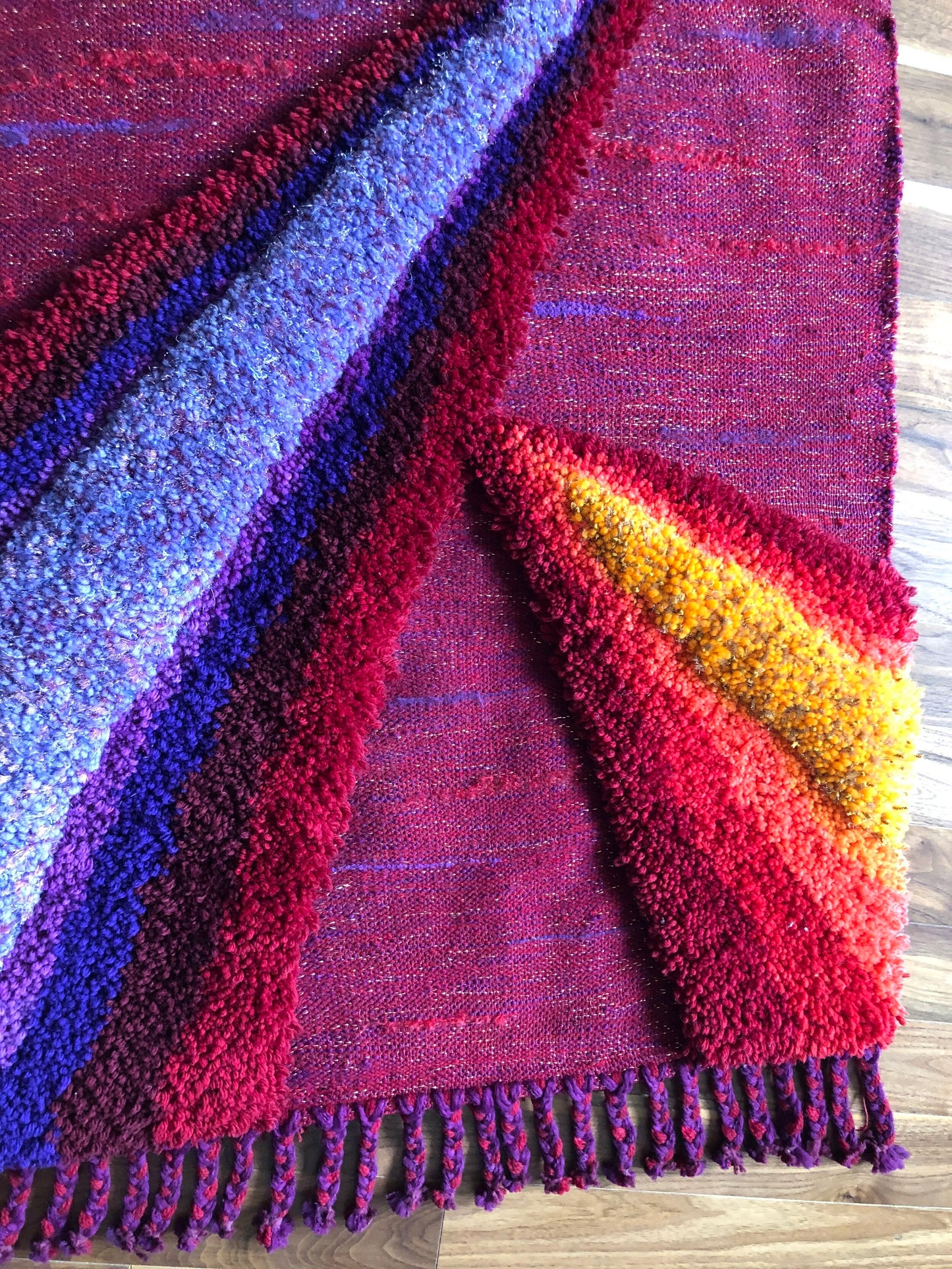 MCM ELINOR LANGSNER MONTREAL BOLD FUCHSIA LOOMED WOVEN & TUFTED WALL HANGING