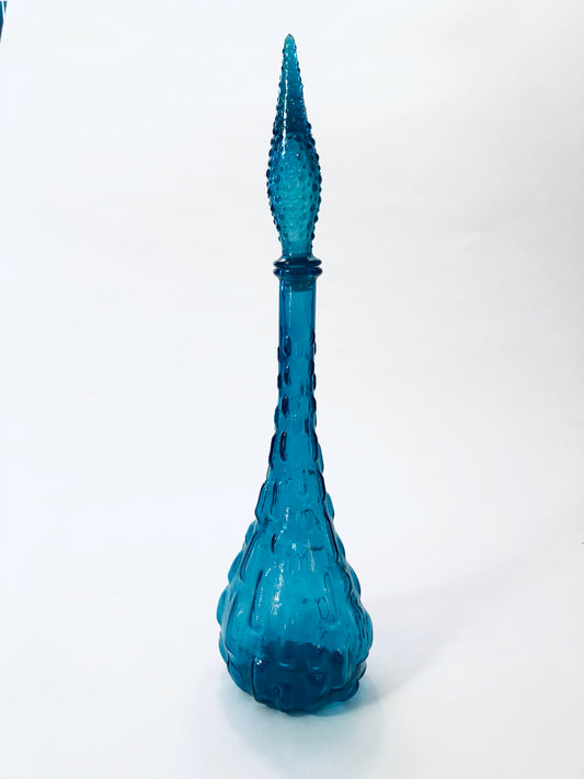 BLUE ITALIAN GENIE BOTTLE DECANTER w/STOPPER (EMPOLI)