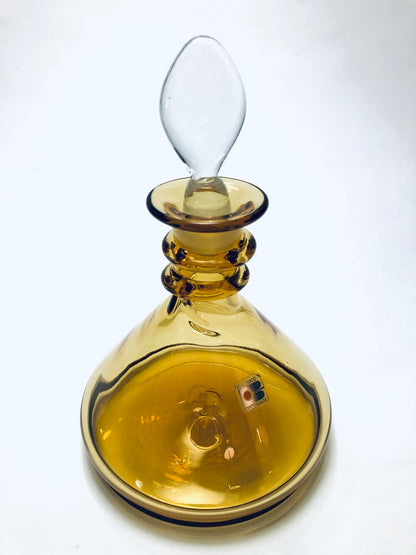 BLENKO AMBER BLOWN GLASS DECANTER w/ STOPPER