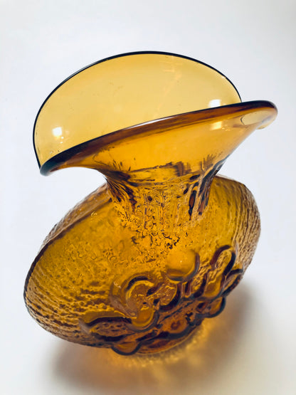 VINTAGE WAYNE HUSTED for BLENKO "STELVIA" DECANTER AMBER GLASS