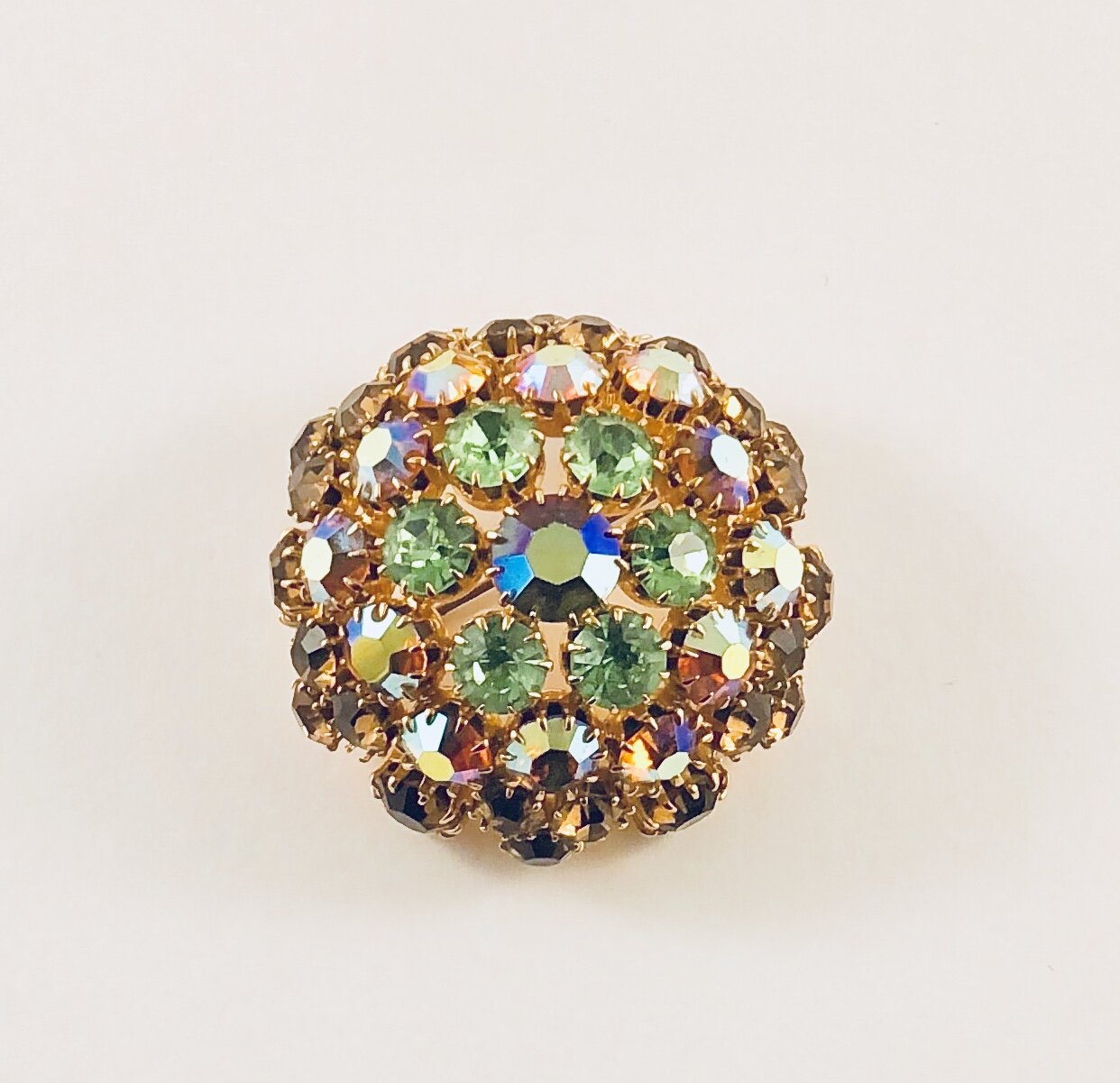 AROURA BOREALIS RHINESTONE DOMED BROOCH | PIN