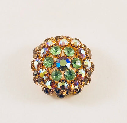 AROURA BOREALIS RHINESTONE DOMED BROOCH | PIN