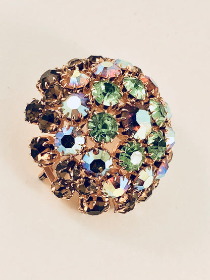 AROURA BOREALIS RHINESTONE DOMED BROOCH | PIN