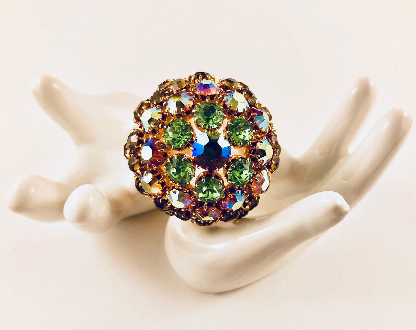 AROURA BOREALIS RHINESTONE DOMED BROOCH | PIN