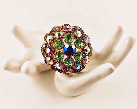 AROURA BOREALIS RHINESTONE DOMED BROOCH | PIN