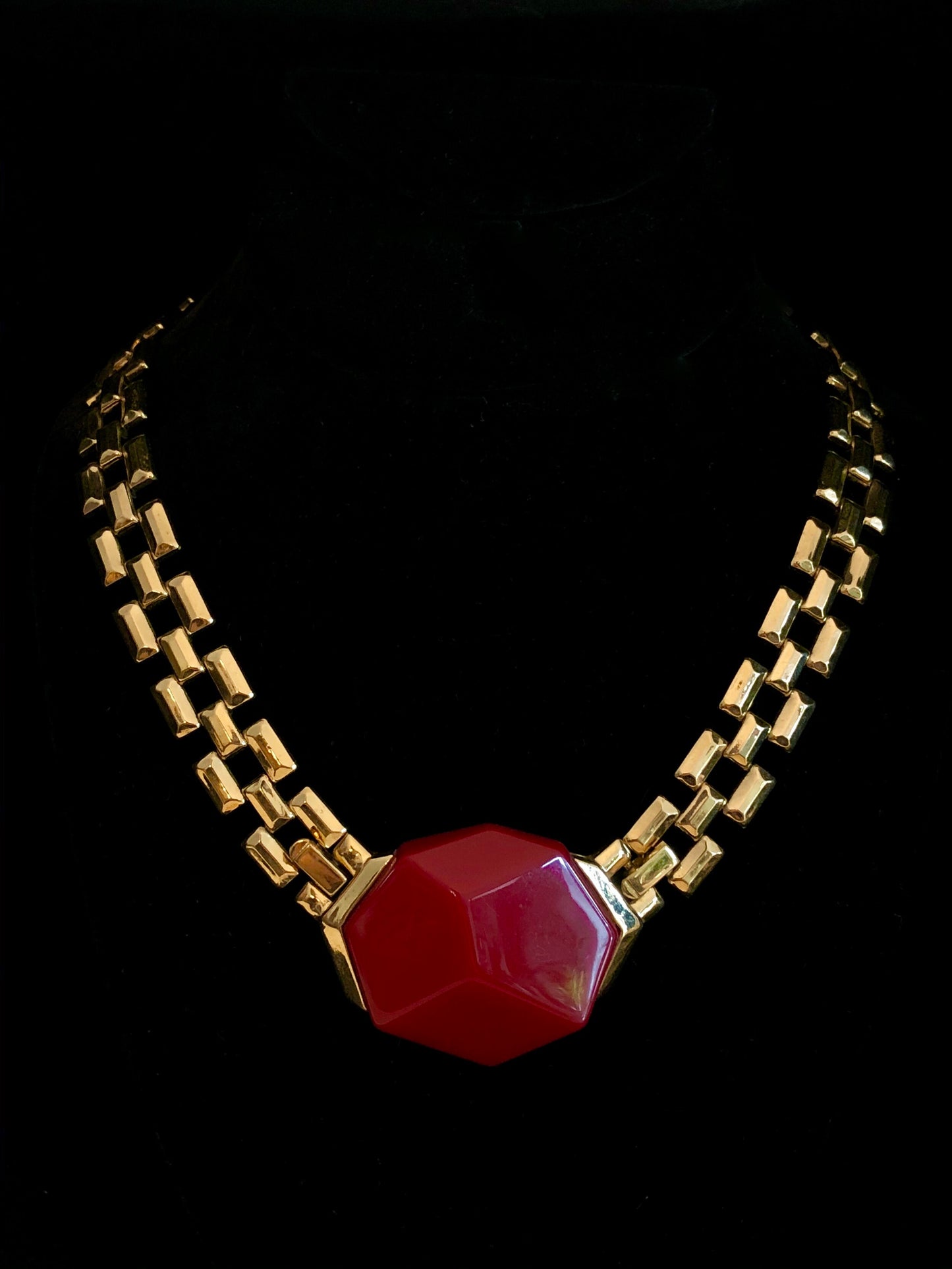 SIGNED BOLD GOLDTONE CHUNKY CHAIN TRIFARI CONVERTIBLE NECKLACE 1970s-1980s
