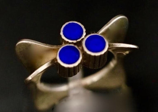 STERLING SILVER & ENAMEL MODERNIST RING